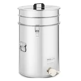 Wiesenfield Honigeimer 50 L mit Sieb, Deckel und Quetschhahn Edelstahl