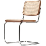 Thonet - S 32 V Stuhl, Chrom / nussbaumfarben (TP 24) / Rohrgeflecht mit Stützgewebe