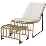 Outsunny Rattan Relaxsessel mit Hocker cremeweiß Stahl B/H/L: ca. 65x80x93 cm - Cremeweiss