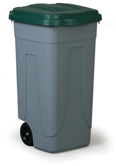 Mobiler plastik Mülleimer 100 l, für mülltrennung, grüner Deckel