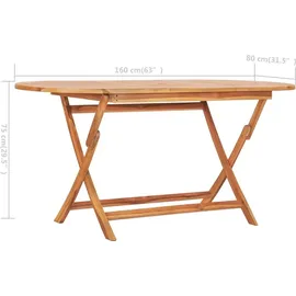 vidaXL Gartentisch Klappbar 160 x 80 x 75 cm Braun