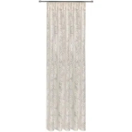 Gerster Gardine Edna (1 St), Kräuselband, halbtransparent, Ausbrenner, floral beige