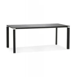 Designer Esstisch XLINE aus Glas und Metall | Moderner Besprechungstisch mit eleganter schwarzer Glasplatte | Minimalistisches Design | Kadima Design