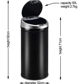 Ribelli Sensor Mülleimer 50L, schwarz | Schwarz