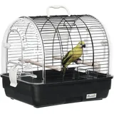PawHut Vogelkäfig aus Stahldraht mit Sitzstangen, abnehmbare Platte und Griff, 42 x 32 x 37 cm, Schwarz