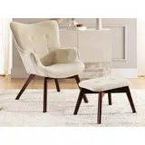 s-style möbel Lounge-Sessel Lenari Cord 71 x 96 x 86 cm Beige mit Hocker