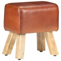 VidaXL Sitzbank Turnbock-Design 38 cm Braun Echtleder Massivholz Mango