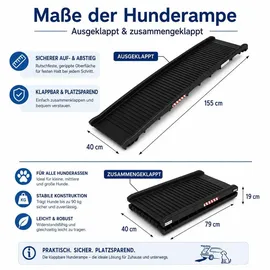 BITUXX Klappbare Hunderampe Einstiegshilfe bis 90 kg Schwarz
