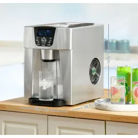 Homcom Eiswürfelmaschine, Ice Maker 9 Eiswürfel in 6-10 Min., 12kg/24h, mit 2L Wassertank, Eiswürfelbereiter mit Selbstreinigungsfunktion, Silber - Silber