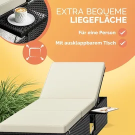 CASARIA Sonnenliege 200 x 58 x 33 cm Schwarz Creme