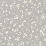 Rasch Textil Rasch Graue Blumentapete auf Vlies mit Leinen-Optik aus der Kollektion Country Charme - 463828