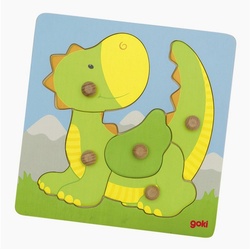 goki Konturenpuzzle Puzzle Drache, 5 Puzzleteile, besonders leicht für Kinder grün