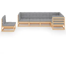 vidaXL Garten-Lounge-Set 6-tlg. grau Kiefer