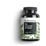 natural elements Bio Curcuma & Ingwer – 180 Kapseln – Bio Kurkuma, Bio Ingwer & Bio Pfeffer – mit Curcumin & Piperin – hochdosiert – in Deutschland produziert & laborgeprüft Vegan 180 St