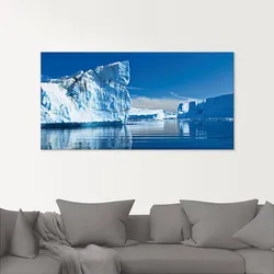 Glasbild ARTLAND "Eisberge - Diskobucht - Grönland", blau (farbe bild(er): blau), B:80cm H:60cm, Bilder, in verschiedenen Größen