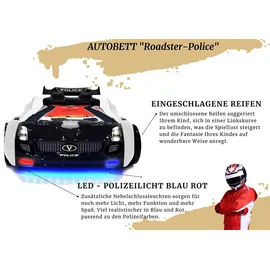 Aileenstore Kinderbett Roadster Police 90 x 190 cm Holz lackiert schwarz