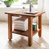 Destiny Beistelltisch SPA & Living geriffelt mit Ablagefach 45x32x44 cm, Teak