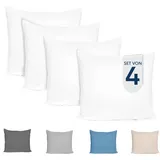 Dreamzie Kissenbezug 80x80 (4er Set) - 100% Jersey Baumwolle 150 g/qm Kissenbezüge - Weiß - Für Kissen 80 x 80 cm - Kissenhülle - Kissenbezug - Resistent und Hypoallergen - Zertifiziert Oeko-Tex