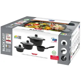 ELO BLACK CAST Topf-Set 4-tlg. Kochtopf + Suppentopf + Glasdeckel
