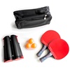 PRECORN Tischtennisschläger 2 x Tischtennisschläger + Tischtennisbälle + Tragetasche + ausziehbares Tischtennisnetz Tischtennis-Set (Set) rot