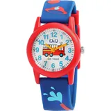 Q&Q VR99J010Y 30 mm Resin Gehäuse Blau Silikonarmband