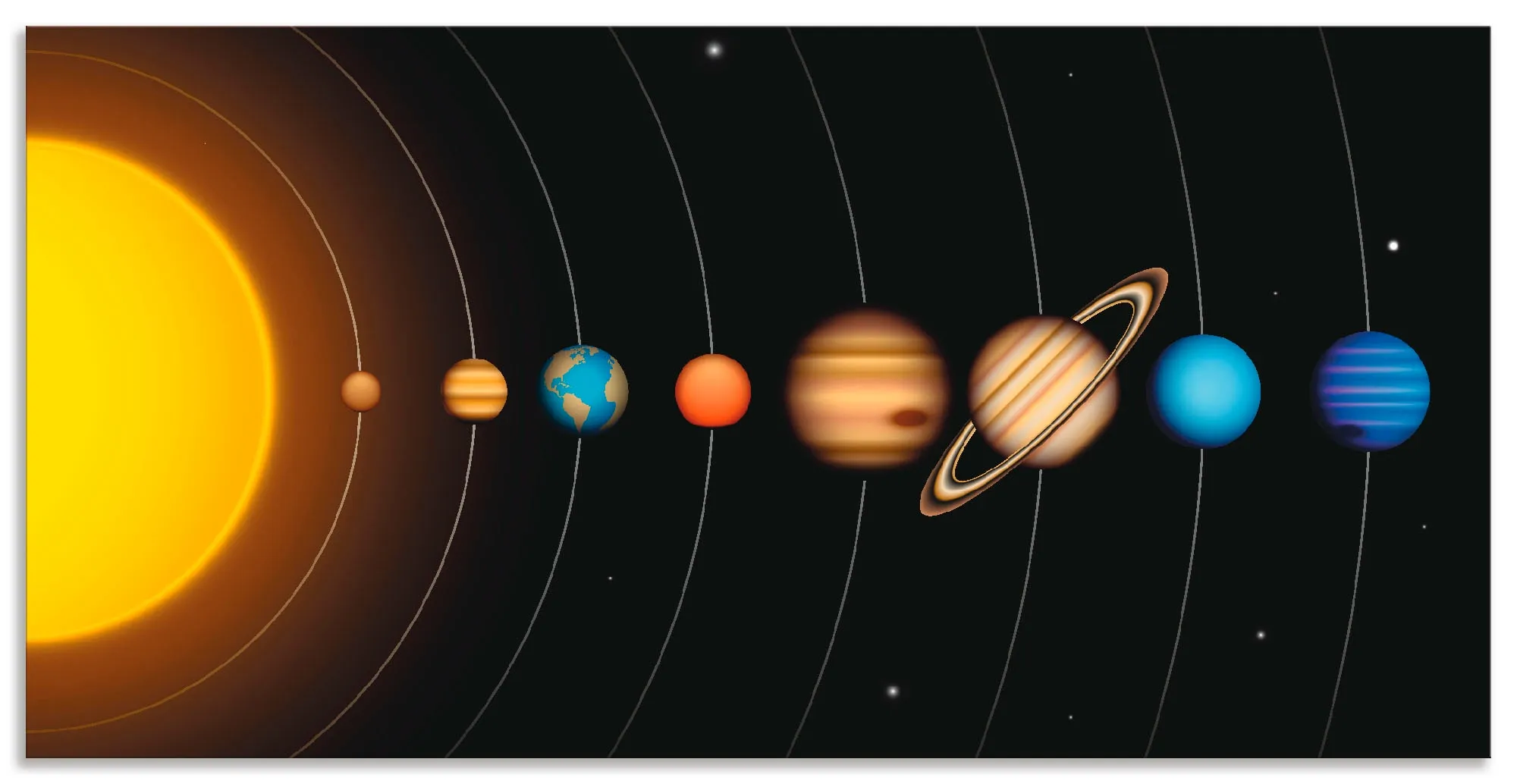 Artland Wandbild »Vector Sonnensystem mit Planeten«, Sonnensystem, (1 St.), als Alubild, Outdoorbild, Leinwandbild, Poster, Wandaufkleber Artland bunt