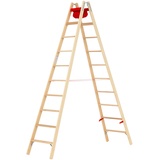 Hymer Holz-Stufenstehleiter beidseitig begehbar 2x10 Stufen Länge 2,93 m