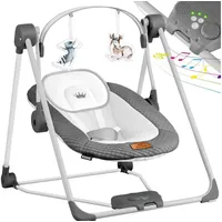 Kidiz KIDIZ® Babywippe Babyschaukel mit 5 Geschwindigkeitseinstellungen zusammenklappbarer Baby Wippe Schaukel Babyhochstuhl mit Spielbogen Spielzeugen 5 beruhigende Naturgeräusche neugeborene