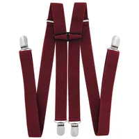 axy Hosenträger für Herren breit 2,5 cm in H-Form mit 4 Hosenträger Clips extra stark längenverstellbar (Weinrot) - Einheitsgröße