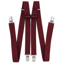 axy Hosenträger für Herren breit 2,5 cm in H-Form mit 4 Hosenträger Clips extra stark längenverstellbar (Weinrot) - Einheitsgröße