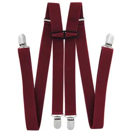 axy Hosenträger für Herren breit 2,5 cm in H-Form mit 4 Hosenträger Clips extra stark längenverstellbar (Weinrot) - Einheitsgröße