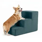 murando Hundetreppe für Kleine Hunde 3 Stufen 30 cm, Samt - Türkis