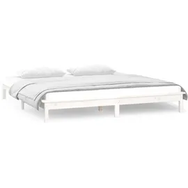 vidaXL Massivholzbett mit Leds Weiß 150x200 cm