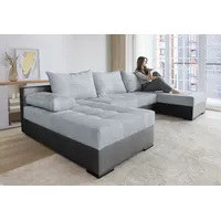 COLLECTION AB Wohnlandschaft Josy U-Form, B: 269 cm, mit Bettfunktion & Bettkasten, Federkern grau|silberfarben
