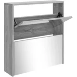vidaXL Schuhschrank mit Spiegel 2 Fächer Grau Sonoma 63x17x67 cm