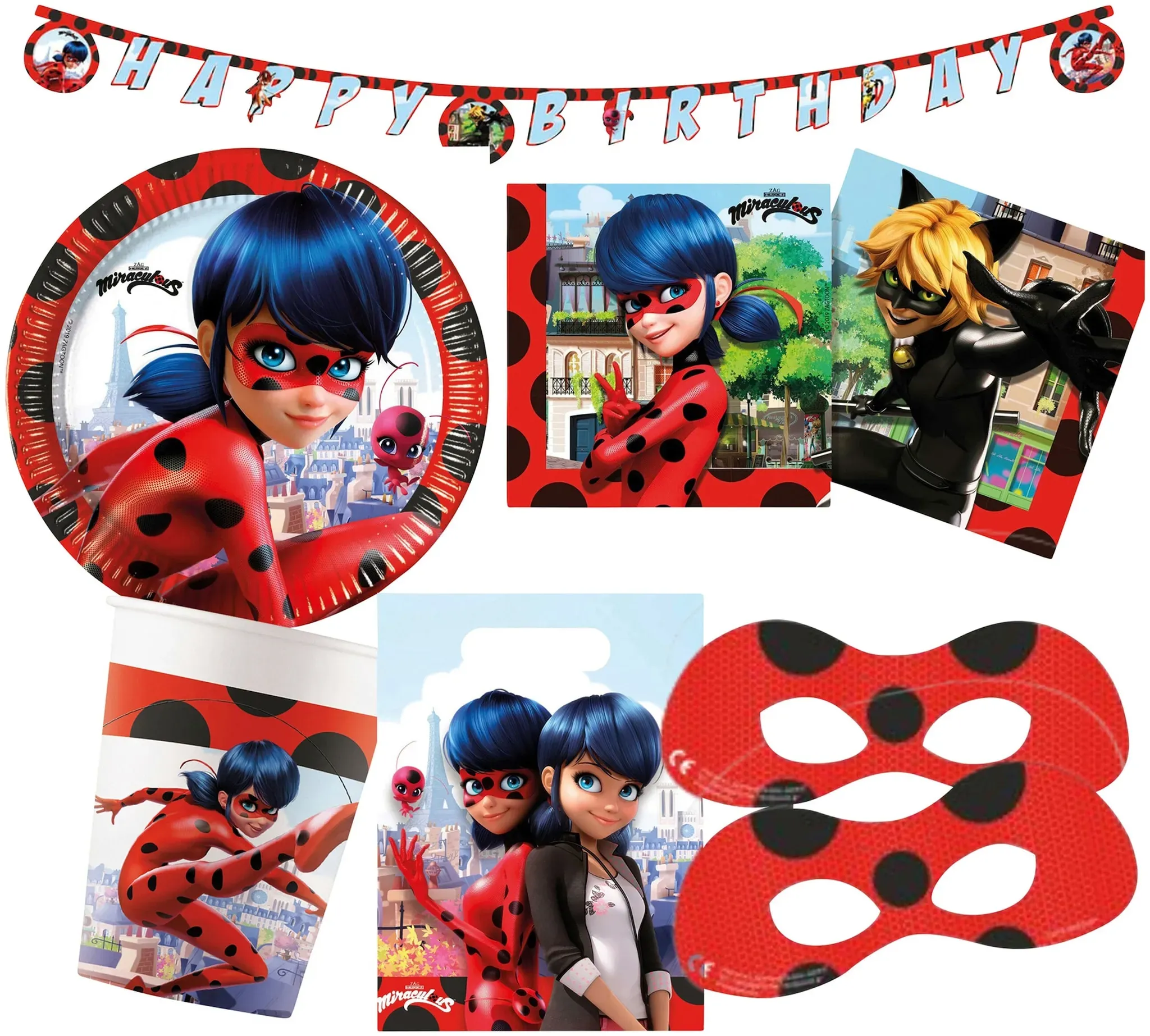 Partystrolche Partyset Miraculous Ladybug 49 tlg., rot