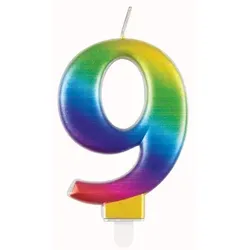 Regenbogen Kerze Zahl 9