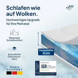AM Qualitätsmatratzen Gelschaum-Topper 8 cm 180 x 200 cm weiß