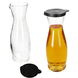 Mambocat 2x MIA MISURA Wein-Karaffe mit Deckel schwarz 1L geeicht Glas-Krug Saft, Wasser,