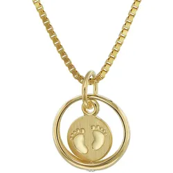 trendor 75395 Taufring Babyfüße Gold 585 / 14 Karat mit vergoldeter Kette, 42 cm