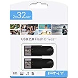 PNY 2 Stück USB 2.0 Speichersticks, Attaché 4 – 32 GB, Schwarz