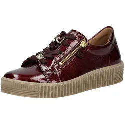 Plateausneaker GABOR "Gabor Sneaker Leder", Damen, Gr. 38,5, bordeaux lack, Leder, casual, Schuhe
