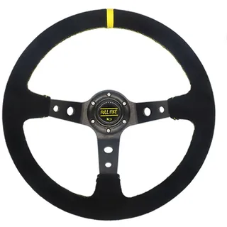 wanhaoaony Sportlenkrad Universal 35. 0mm Wildleder Lenkrad Leder Lenkrad Drift Racing Typ Wildleder/PVC. Stil Auto Lenkrad(Suede-Black Yellow)