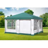 Gartenpavillon 4x4m Polyester Grün Partyzelt Wasserdicht Fenster Festzelt Event