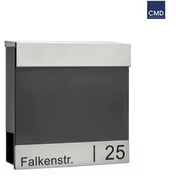 CMD Creative Metalldesign Briefkasten 9048 mit Zeitungshalter, inkl. Lasergravur, anthrazit CMD-9048