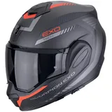 Scorpion EXO-Tech Evo Carbon Cosy, Modularhelm - Matt Schwarz/Grau/Rot - L