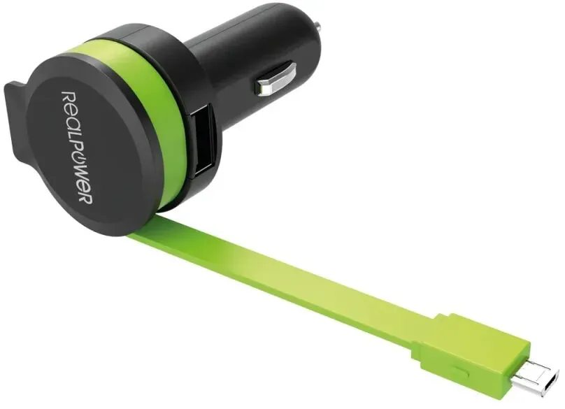 RealPower 257635 Ladegerät für Mobilgeräte Universal Schwarz, Grün Zigarettenanzünder Auto