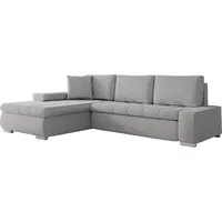 MIRJAN24 Ecksofa Orkan Mini Cord, Polsterecke mit Bettkasten und Schlaffunktion, Elegante Eckcouch (Farbe: Poso 110) - Grau