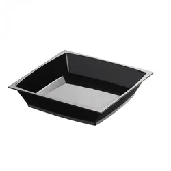 Einweg Fingerfood Mini Teller Schwarz 68x68mm aus Plastik, 50 Stück - Mank