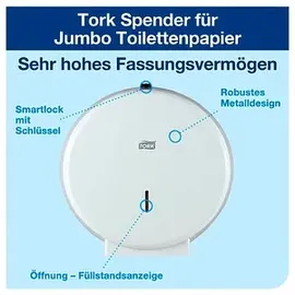 TORK Toilettenpapierspender Jumbo T1 246040 weiß Metall, 1 St.
